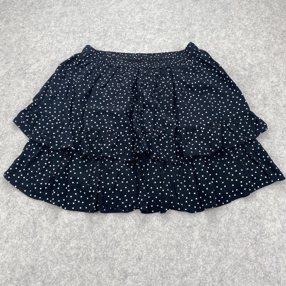 Abercrombie & Fitch Skirt Womens Small Blue Polka Dot Tiered Ruffle Mini Lined